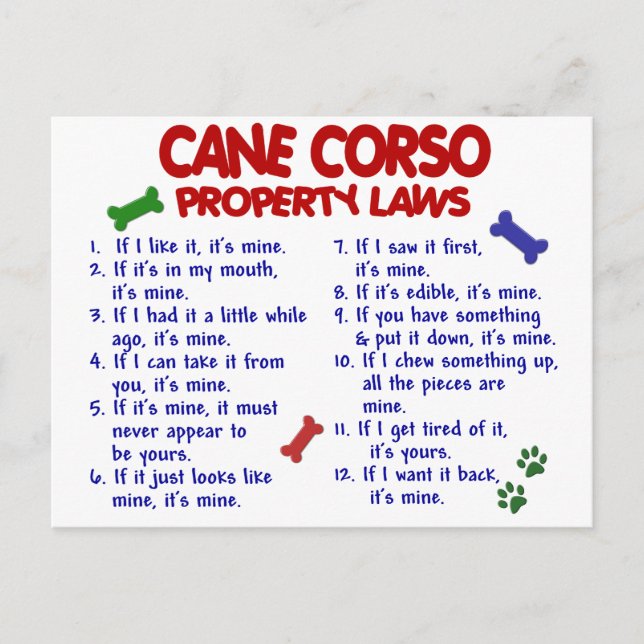 Postal leyes de propiedad CANE CORSO 2 (Anverso)