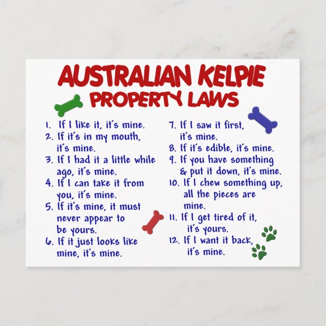 Postal Leyes de propiedad de AUSTRALIAN KELPIE 2 (Anverso)