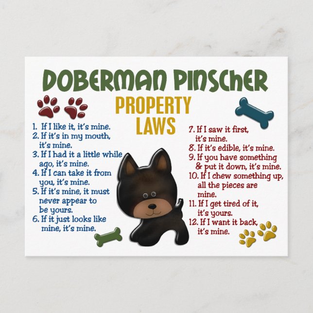 Postal Leyes de propiedad de Doberman Pinscher 4 (Anverso)