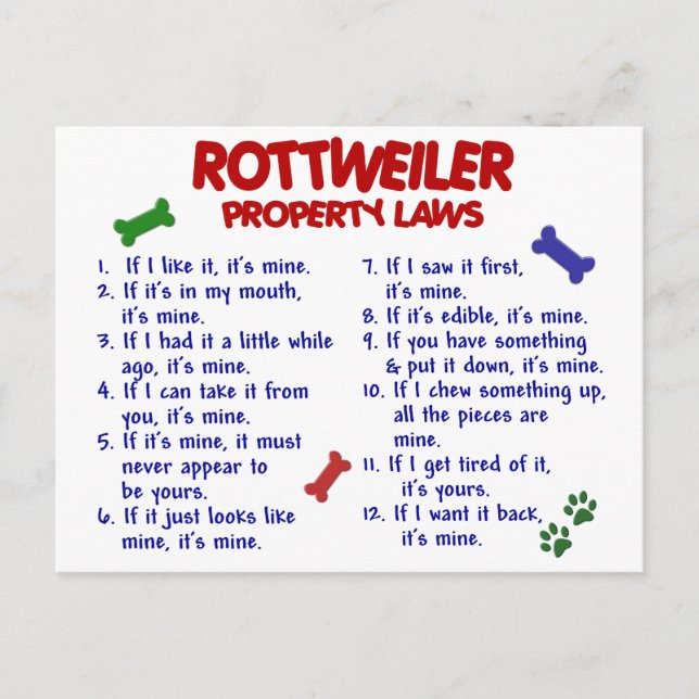 Postal Leyes de propiedad de ROTTWEILER 2 (Anverso)