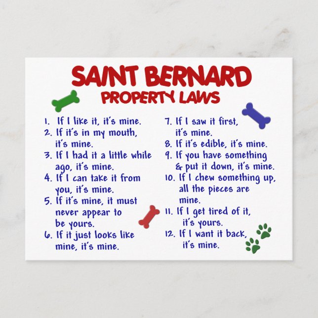 Postal Leyes de propiedad de SAINT BERNARD 2 (Anverso)