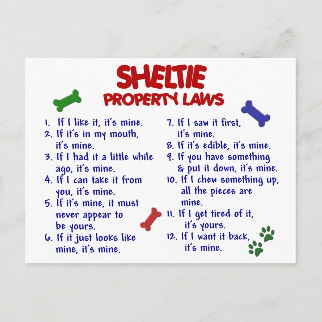 Postal Leyes de Propiedad de SHELTIE 2 (Anverso)