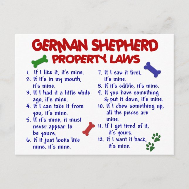 Postal Leyes de propiedad de SHEPHERD de ALEMANIA 2 (Anverso)