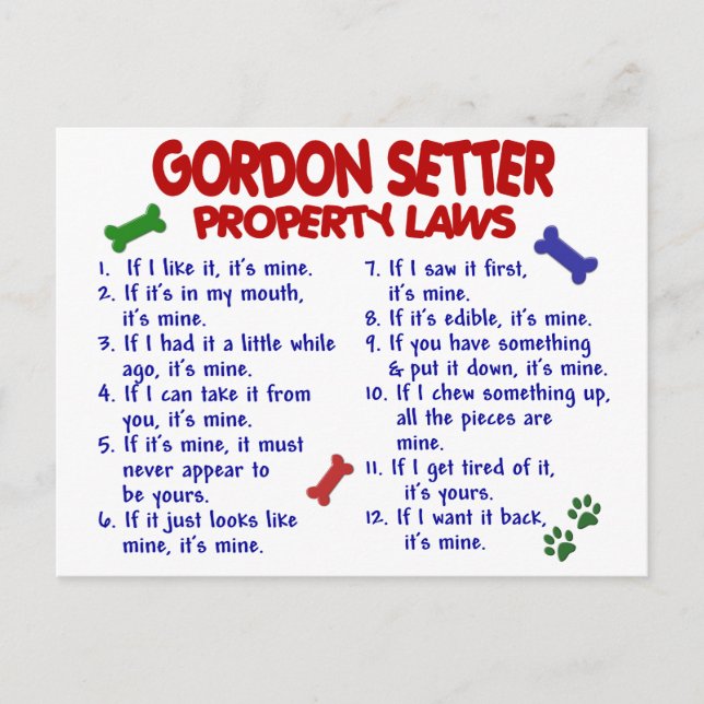 Postal Leyes de propiedad GORDON SETTER 2 (Anverso)