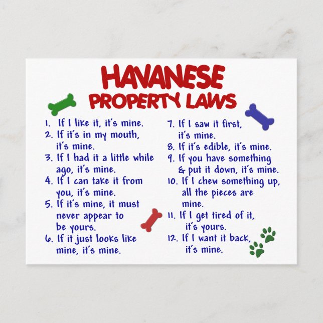 Postal leyes de propiedad HAVANESE 2 (Anverso)