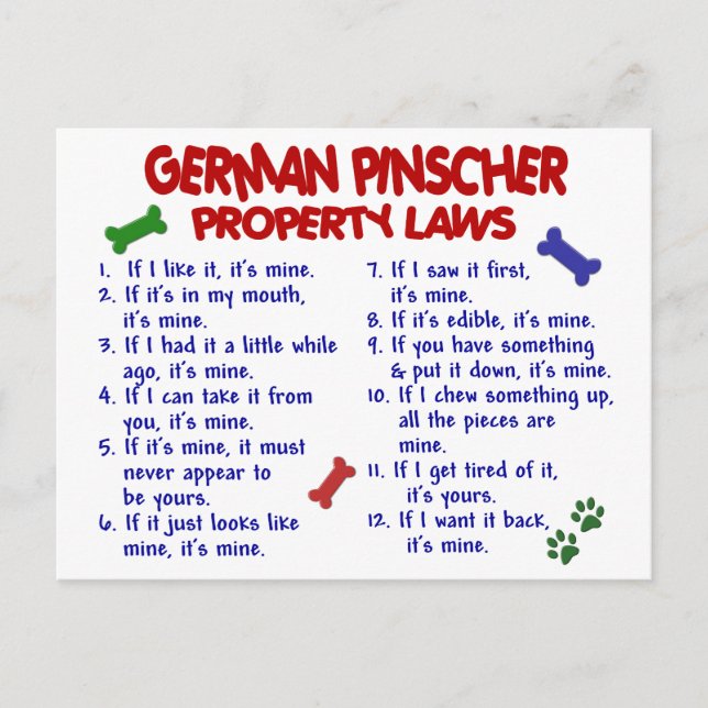 Postal Leyes de propiedad PINSCHER de ALEMANIA 2 (Anverso)