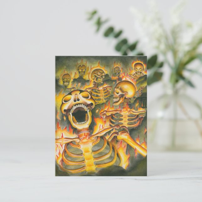 Postal Leyones infernales (Anverso de pie)