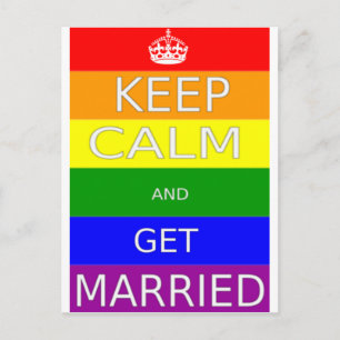 Postal LGBT - Matrimonio Gay Mantén la calma y Cásate