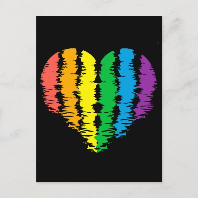 Postal LGBT+orgullo. Arcoiris cardíaco. (Anverso)