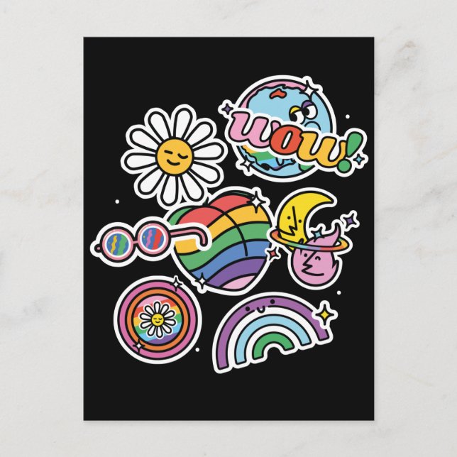 Postal LGBT+Orgullo. El amor es amor. Bandera arcoiris. (Anverso)