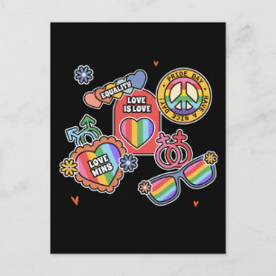 Postal LGBT+orgullo. El amor es amor, igualdad, Día del O
