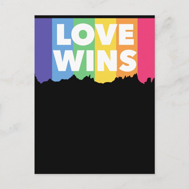 Postal LGBT+orgullo. el amor gana. Raro. (Anverso)