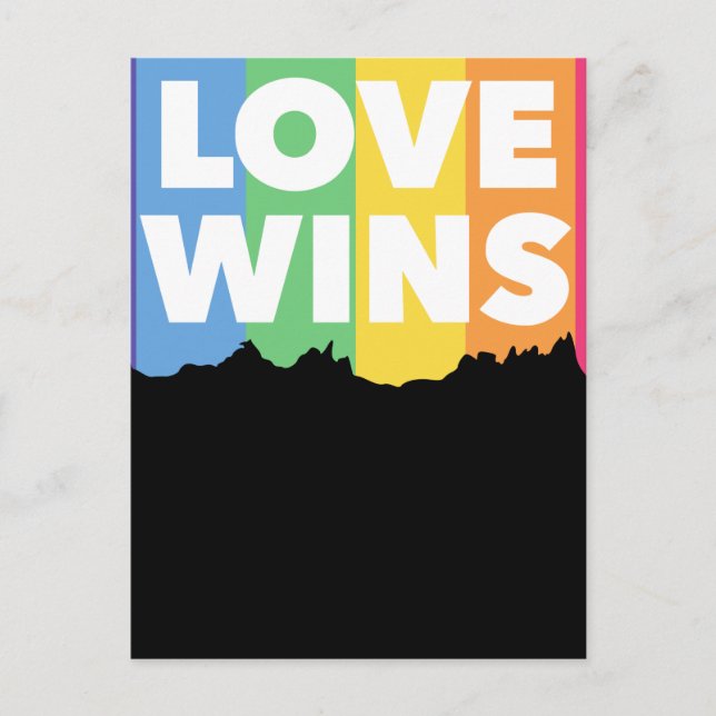 Postal LGBT+orgullo. el amor gana. Raro. (Anverso)