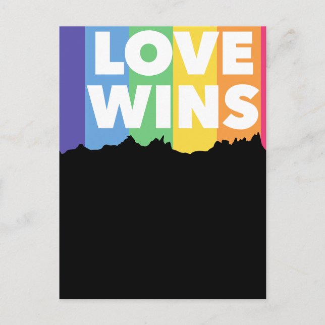 Postal LGBT+orgullo. el amor gana. Raro. (Anverso)