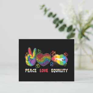 Postal LGBTQ - Paz, amor, igualdad - Colores arcoiris
