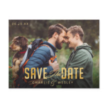 LGBTQ Simple Tradicional Guardar la fecha con foto