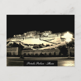 Postal Lhasa de noche - Palacio Potala, Castillo, Tíbet
