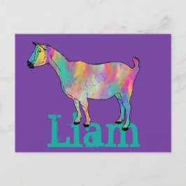 Postal Liam Agregar Nombre Cabra Colorida Lindo Animal Ge
