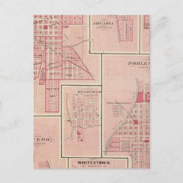 Postal Líbano, compañía Boone con Arcadia, Zionsville (Anverso)