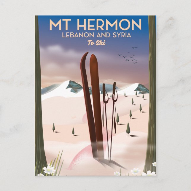 Postal Líbano y Siria Mt Hermon Ski (Anverso)