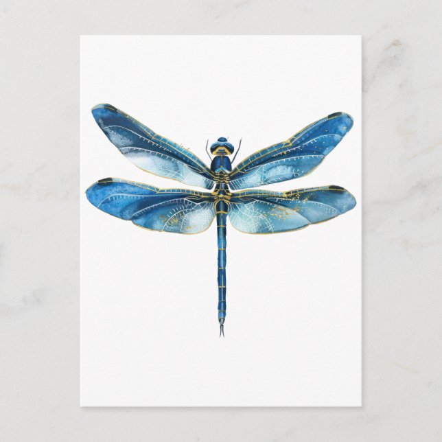 Postal Libélula azul  (Anverso)