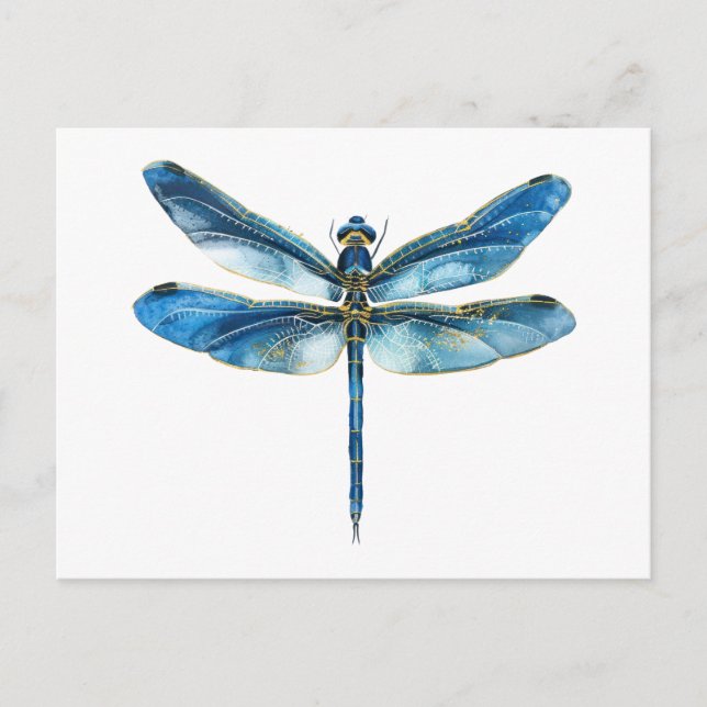 Postal Libélula azul  (Anverso)