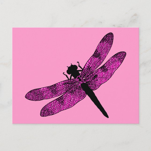 Postal Libélula de alas rosadas (Anverso)