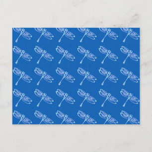 Postal Libélulas, azul pálido sobre azul denim