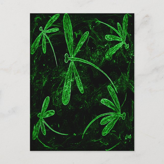 Postal Libélulas Neon Verde (Anverso)