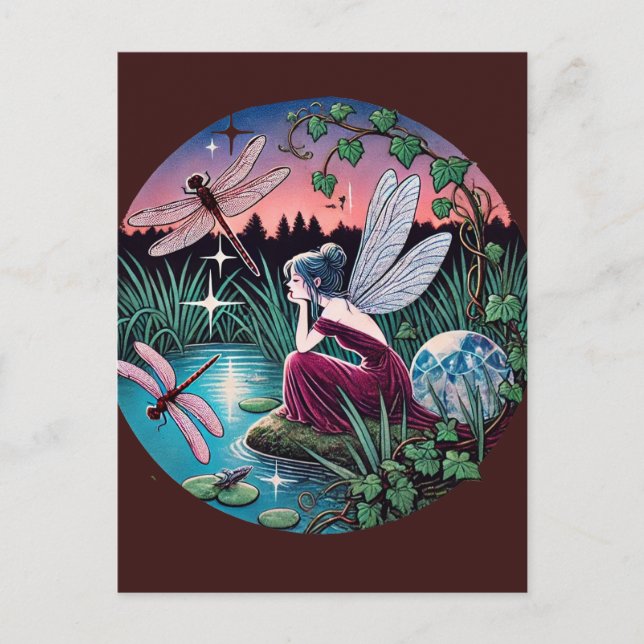Postal Libélulas y Hadas                              (Anverso)