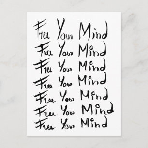 Postal ¡LIBEREN LA MENTE! Cita de caligrafía motivacional