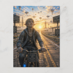 Postal Libertad / Ciclista / Carretera Vacía