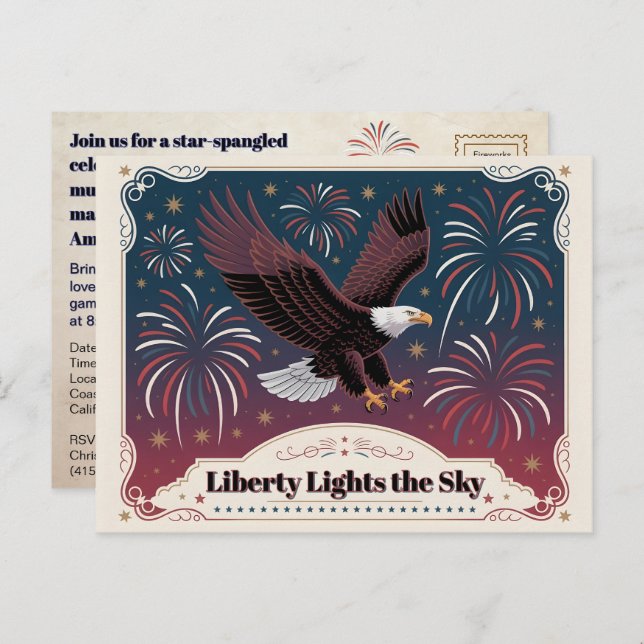 Postal Libertad Ilumina el Cielo • 1776–2026 Obsequio (Anverso / Reverso)