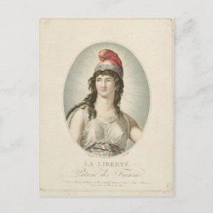 Postal Libertad, patrón de los franceses, grabada por Ruo