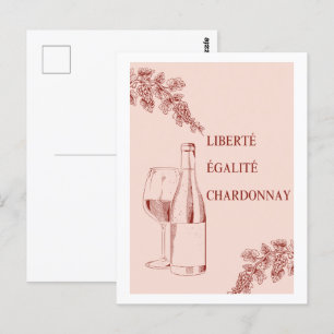 Postal Liberté Égalité Chardonnay Funny Wine Ilustracion