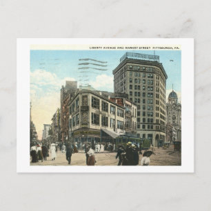Postal Liberty Ave., Market St., Pittsburgh, 1918 Vintage