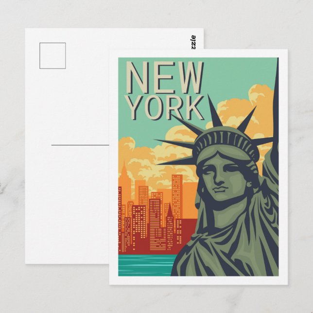 Postal Liberty New York Famous Travel Place Ilustracion (Anverso / Reverso)