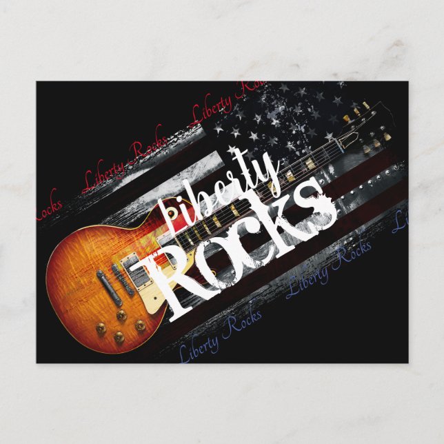Postal LIBERTY ROCKS Vintage American Flag (Anverso)