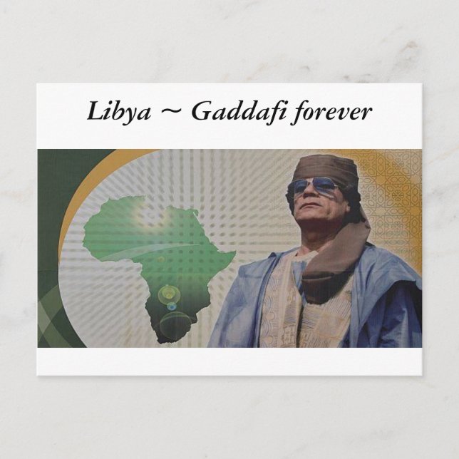 Postal Libia ~ Gaddafi para siempre (Anverso)