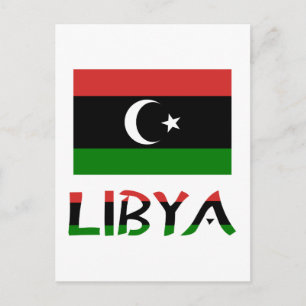 Postal Libia y bandera libia