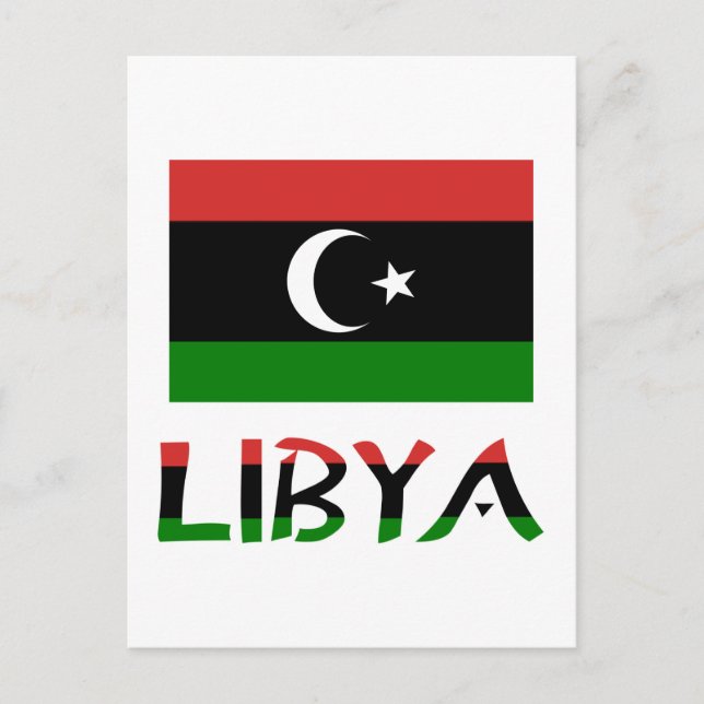 Postal Libia y bandera libia (Anverso)