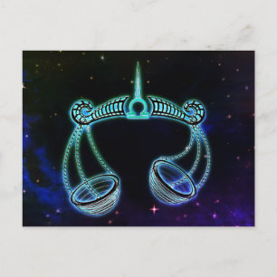 Postal libra báscula zodiac postcard