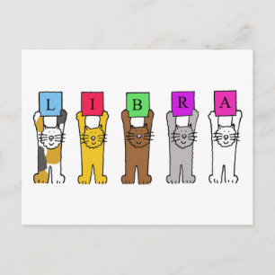 Postal Libra Cumpleaños Cute Personalizados Gatos