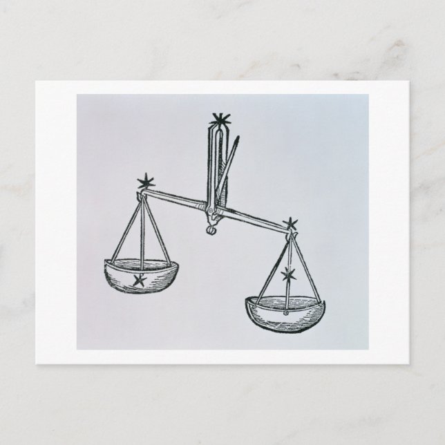 Postal Libra (las escalas) un ilustracion del Poeti (Anverso)