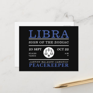 Postal Libra Signo del Zodiaco, Astrológico