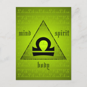 Postal Libra Triángulo Holístico Mind Body Spirit Green