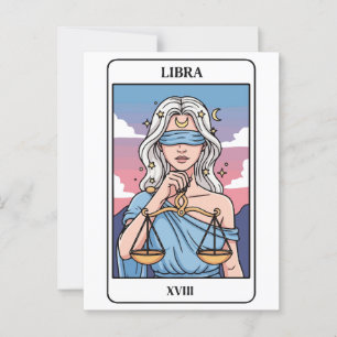 Postal Libra Zodiac Ilustracion Tarot Style