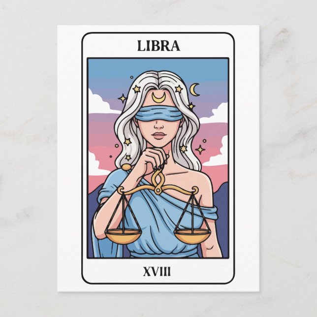Postal Libra Zodiac Ilustracion Tarot Style (Anverso)