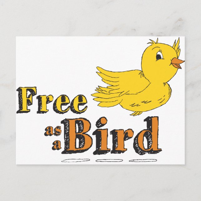 Postal Libre como pájaro libre como pájaro volador amaril (Anverso)