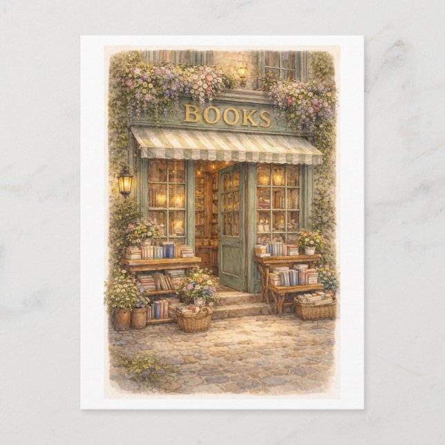 Postal Librería de estilo vintage (Anverso)